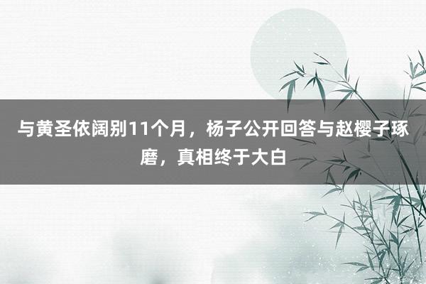 与黄圣依阔别11个月，杨子公开回答与赵樱子琢磨，真相终于大白